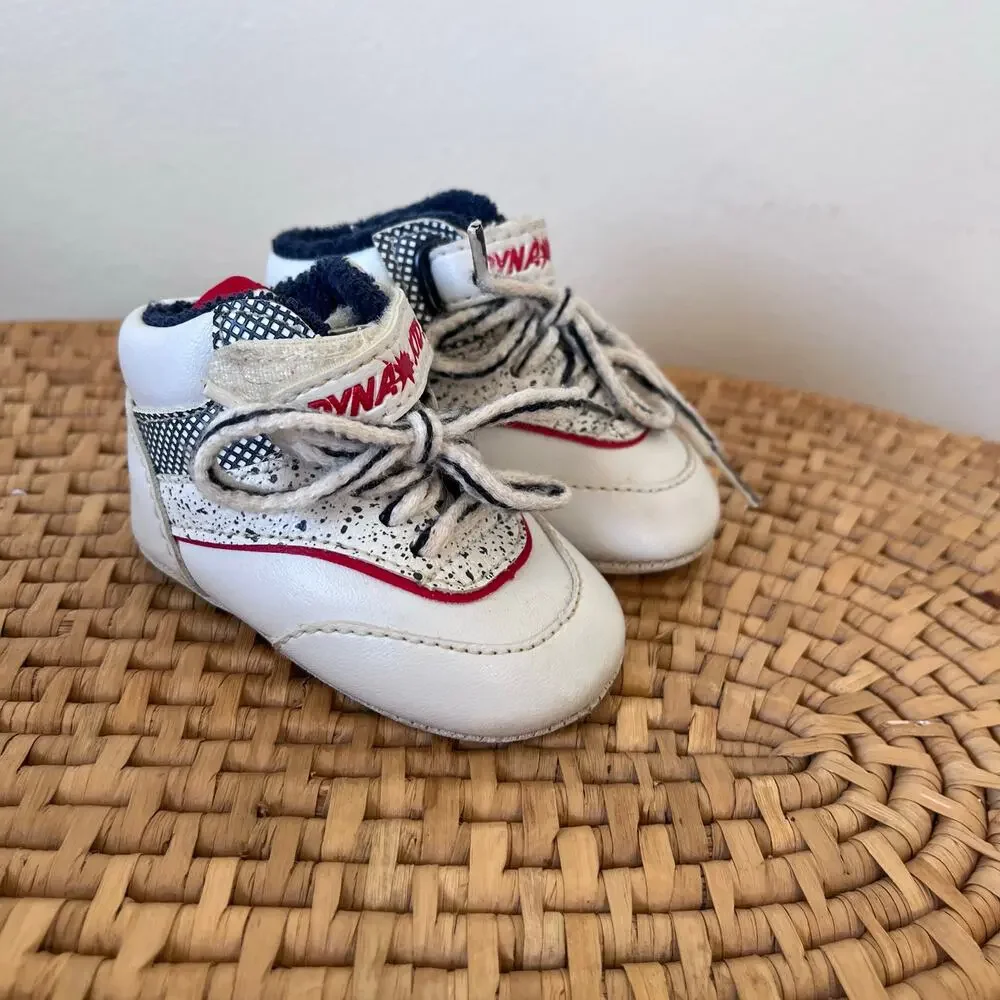 Vintage 80's/90's Dyna Kids Baby Soft Sole Crib Hi Top Sneakers Shoes Size 1